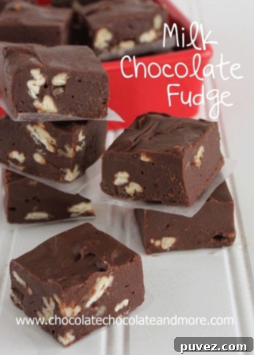 Delicious homemade Milk Chocolate Fudge, rich and smooth.