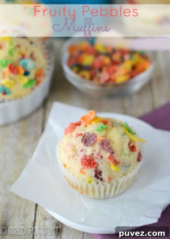 Colorful Fruity Pebbles Muffins, a fun and sweet treat