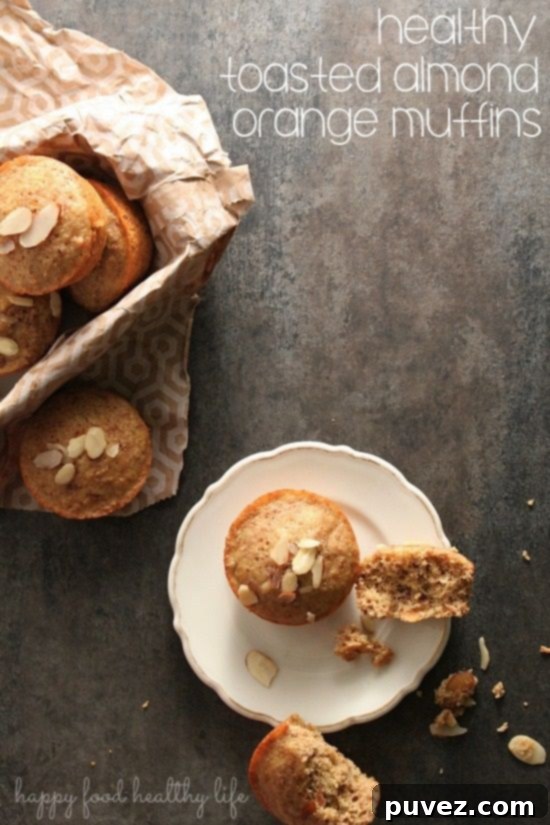 Healthy Toasted Almond Orange Muffins, a light and flavorful snack
