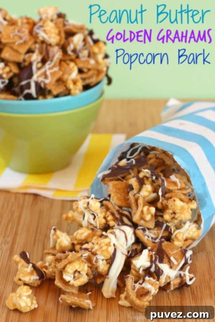 Crunchy Peanut Butter Golden Grahams Popcorn Bark