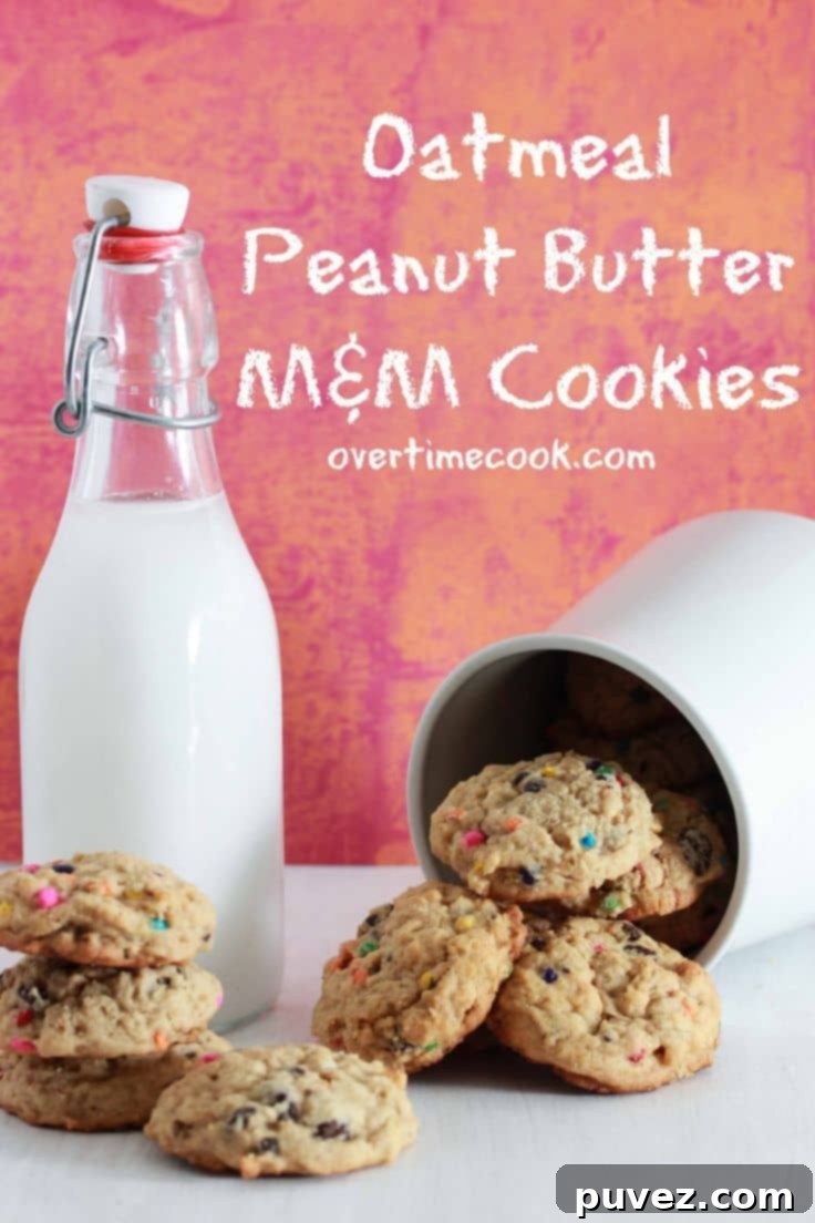 Chewy Oatmeal Peanut Butter M&M Cookies