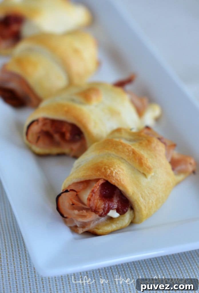 Savory Chicken and Bacon Ranch Crescents, great for parties