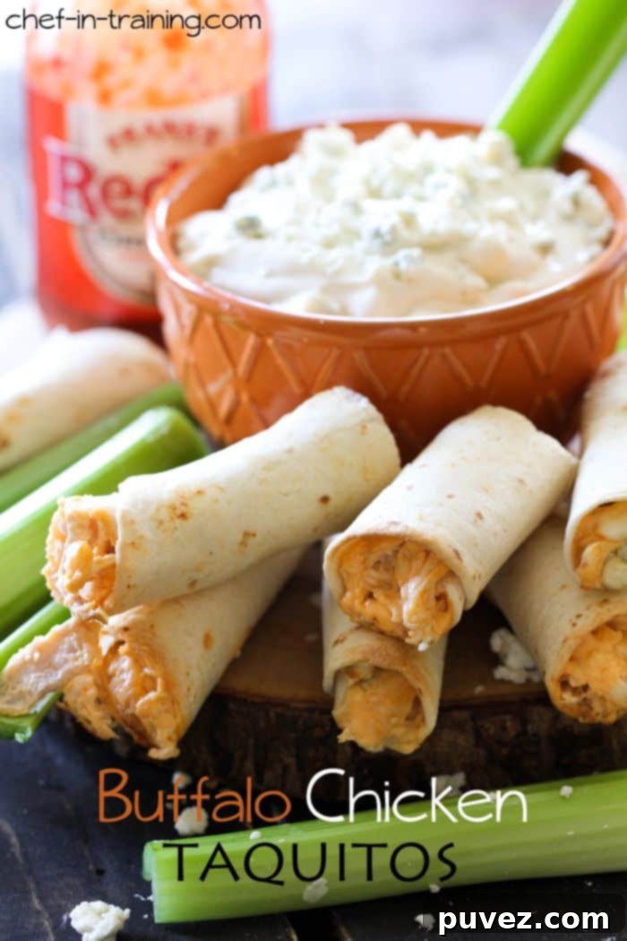 Spicy Buffalo Chicken Taquitos, a flavorful savory snack