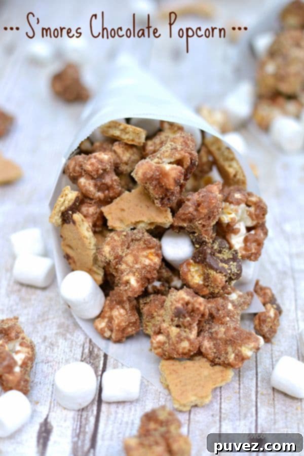 Sweet S'mores Chocolate Popcorn, a festive treat
