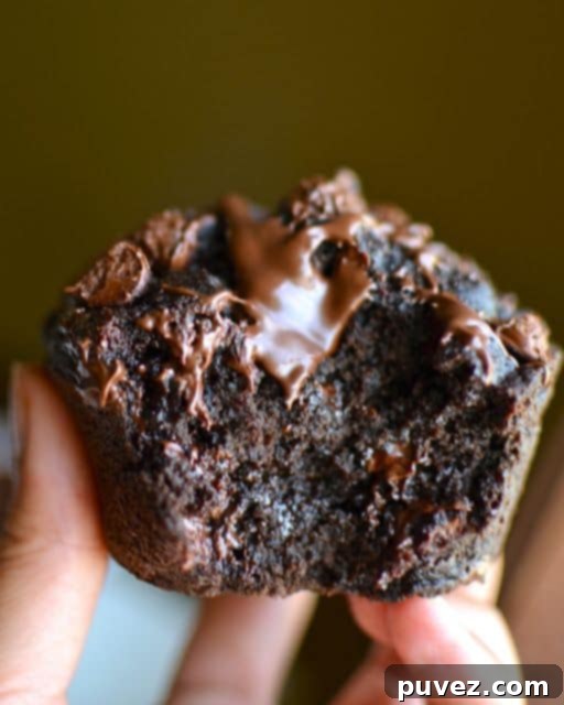 Healthy 100 Calorie Double Fudge Banana Muffins