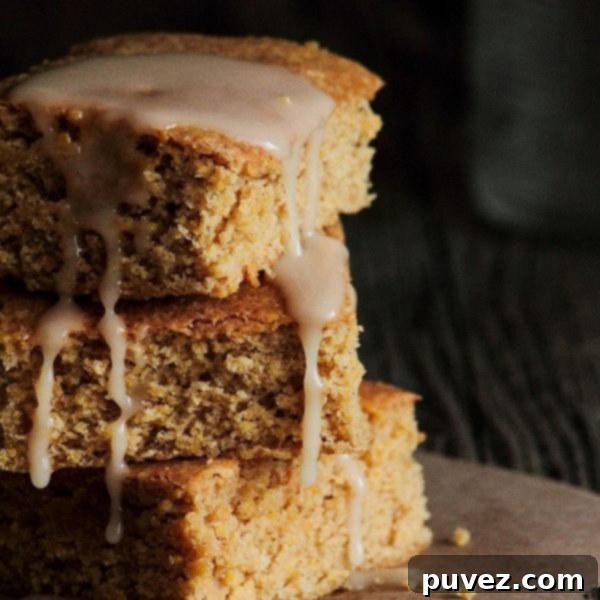 Chewy Vanilla Bean Cinnamon Bars cut into squares.