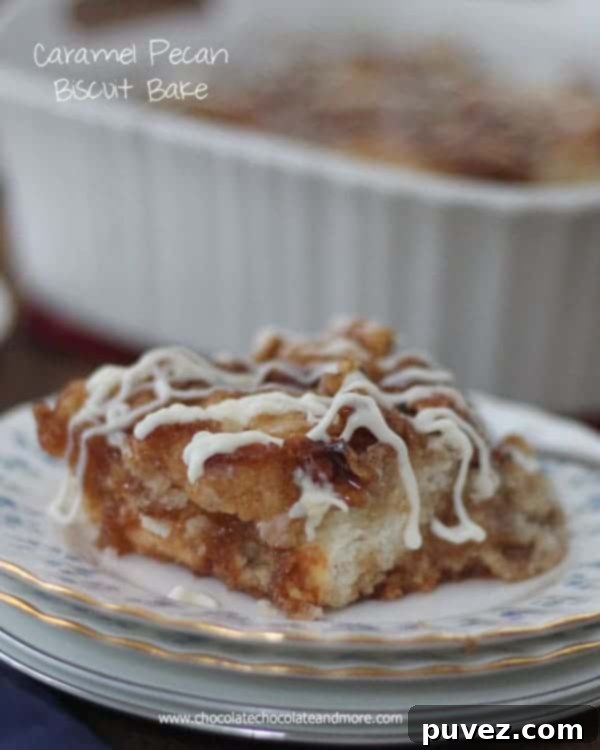 Pinterest Pin for Caramel Pecan Biscuit Bake