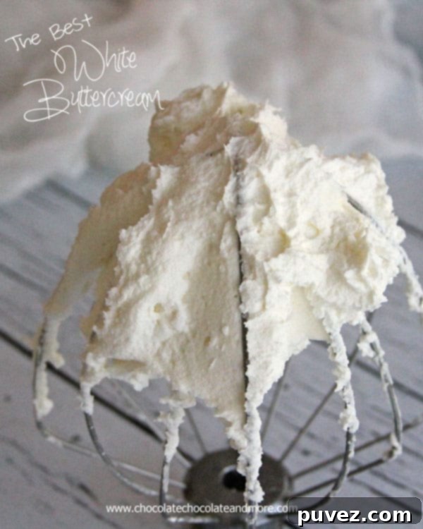 White Buttercream Frosting, almost perfectly white with the perfect buttery buttercream taste!