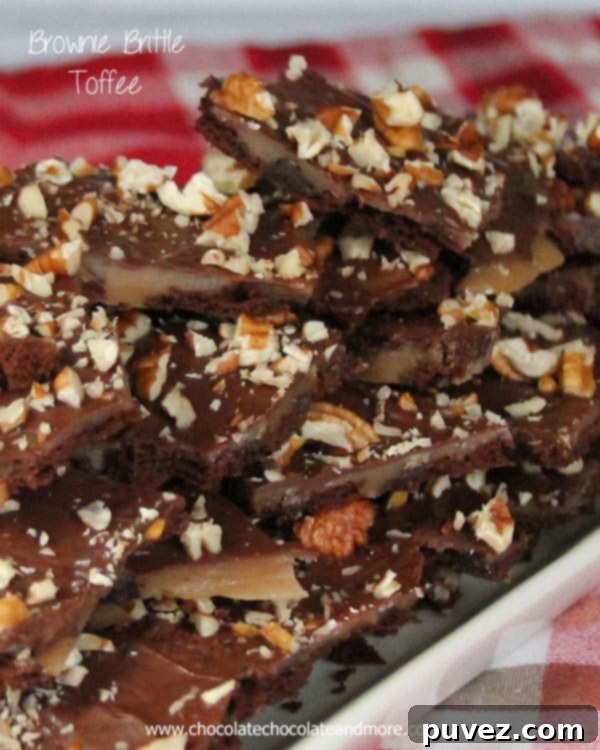 Delicious Brownie Brittle Toffee recipe with chocolate and pecans
