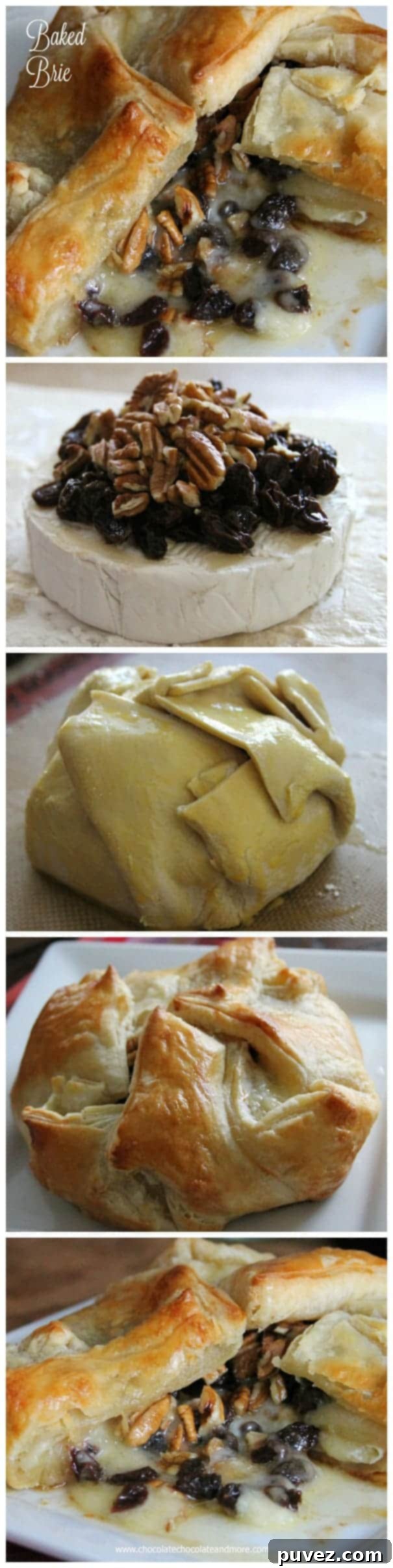 Baked Brie with Rum-Soaked Raisins and Pecans in Puff Pastry