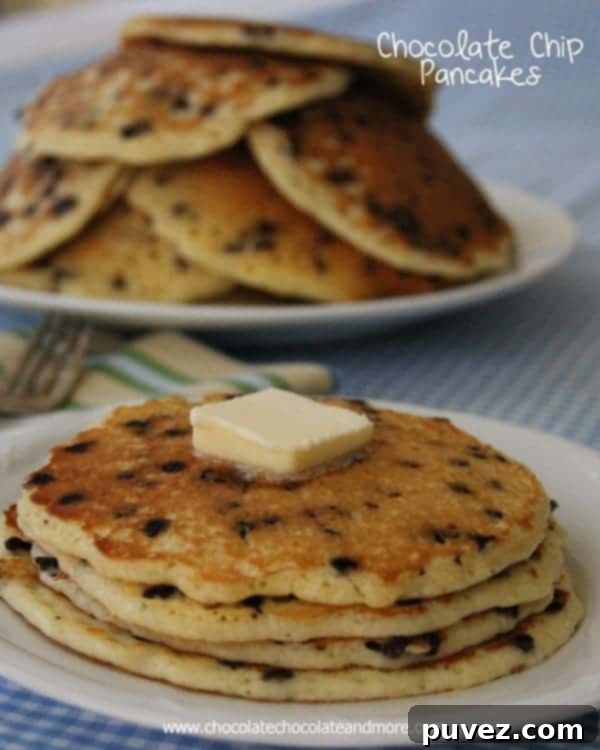 Pin this Chocolate Chip Pancake recipe on Pinterest
