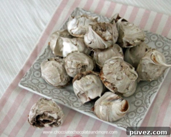 A batch of Chocolate Swirled Meringues, showcasing the perfect blend of chocolate and white meringue.