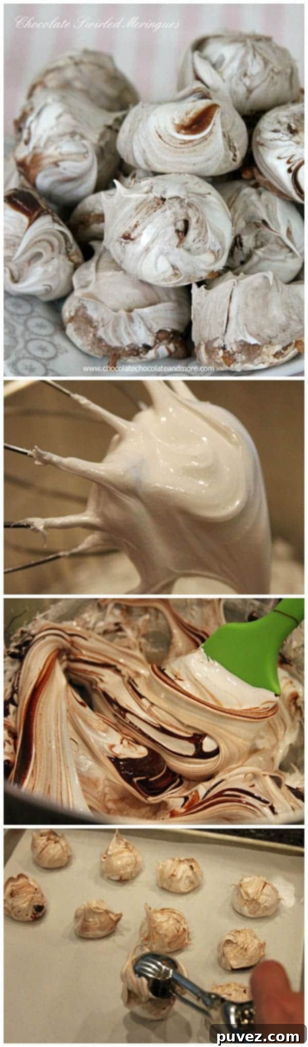 Chocolate Swirled Meringues ready to be enjoyed.