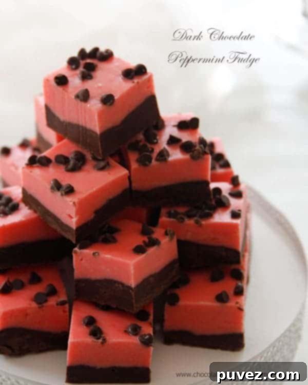 Dark Chocolate Peppermint Fudge