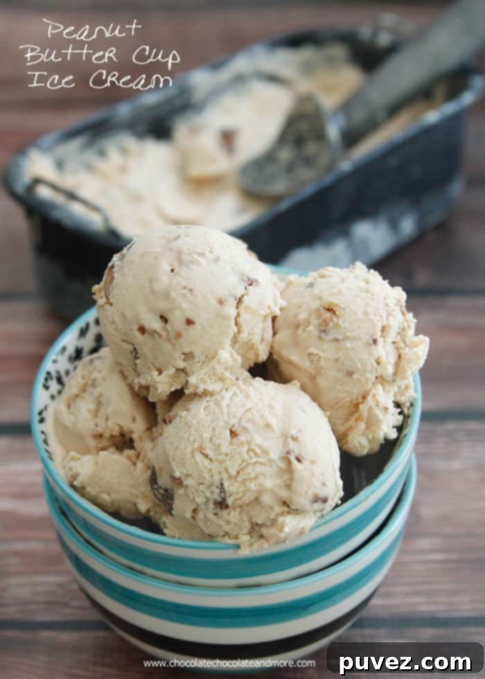 Peanut Butter Cup Ice Cream - creamy, homemade, and delicious.