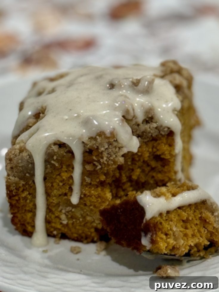 Glazed Pumpkin Coffee Cake, a perfect fall dessert.